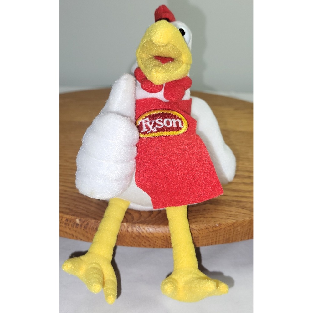 Tyson Chicken Plush Bean Bag Mascot White Red Apron Advertising Toy Thumbs Up